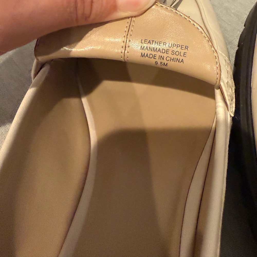 Beige Leather Tassel Loafers - Picture 9 of 9